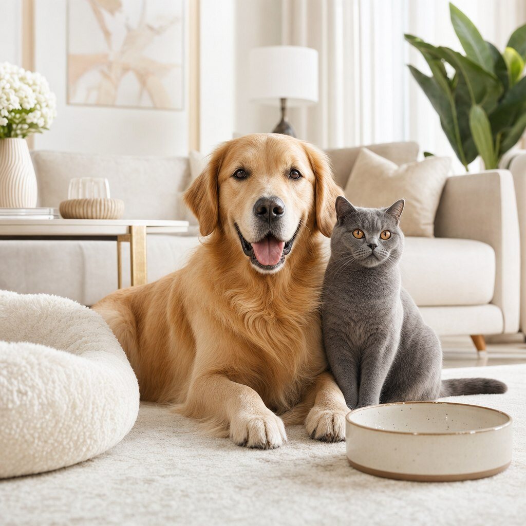 Hund und Katze sitzen zusammen