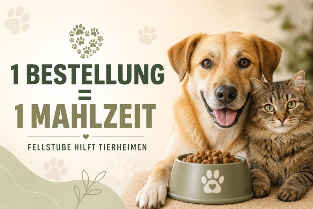 Hund und Katze mit Futter