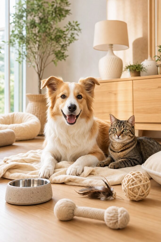 Hund und Katze liegen zusammen